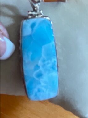 Larimar Blue Rectangular Pendant Necklace - Women Jewelry